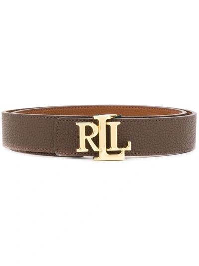 Lauren Ralph Lauren Monogram-buckle Belt In Brown