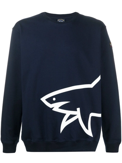 Paul & Shark Logo Printed Sweatshirt In Blue