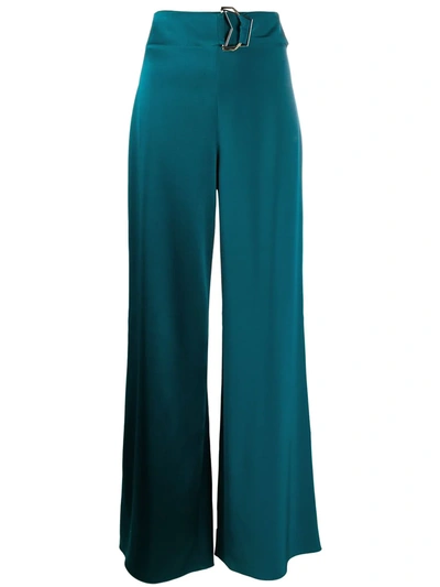 Cushnie High Rise Wide Leg Trousers In Blue