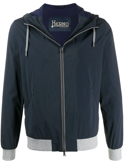 Herno Hooded Lightweight Jacket In Blue