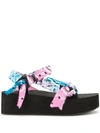 Arizona Love Bandana Wrapped Platform Sandals In Blue/pink