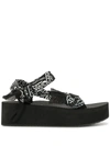 Arizona Love Bandana Wrapped Platform Sandals In Black,white