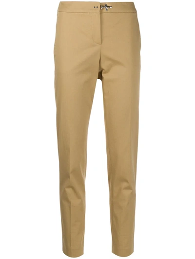 Fay High-rise Cropped Tapered Trousers In Brown