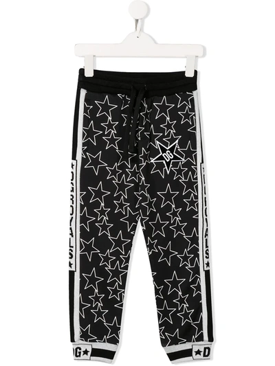 Dolce & Gabbana Kids' Star Print Track Trousers In Black