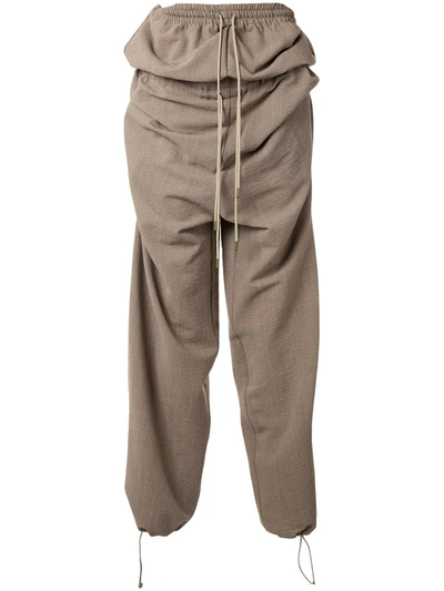 Y/project Double Waist Track Trousers In Brown
