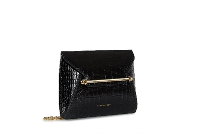 Strathberry Envelope Pouch - Black Embossed Croc