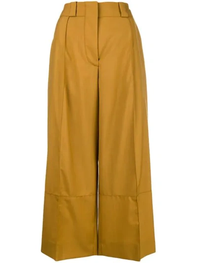 Marni Cropped Wool Wide-leg Pants In Orange