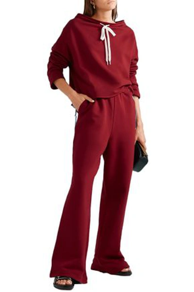 Marni French Cotton-terry Wide-leg Track Pants In Claret