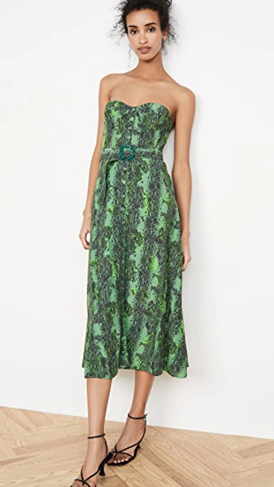 peggy green dress 1950's Peggy Hunt Green Watercolor Floral Silk Portrait-Collar Pleated Dress main image 1