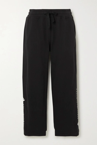 Adidas By Stella Mccartney Essentials Printed Cotton-jersey Track Pants In Black