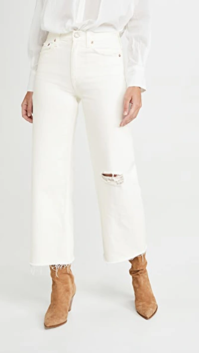 Trave Audrey Regular-fit Crop Wide-leg Jeans In White