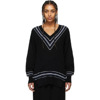 Rag & Bone Women's Dianna Oversized Merino Wool-blend Striped Sweater In Black