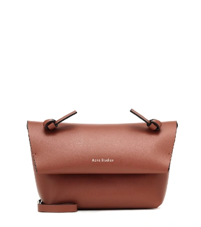 Acne Studios Knot Detail Crossbody Leather Mini Bag In Brown