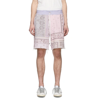 Amiri Bandana Reconstructed Shorts In Purple