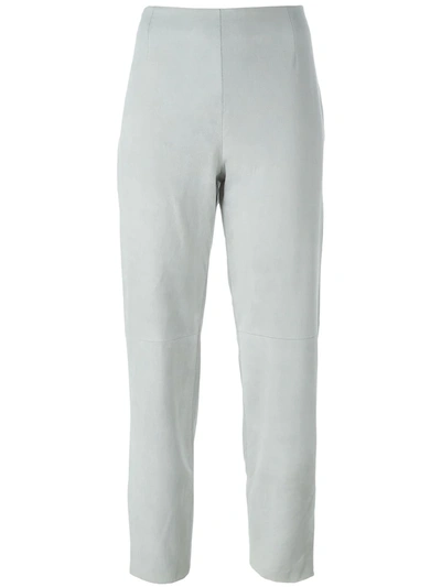 Pre-owned Kenzo Leather Cropped Trousers In Grey