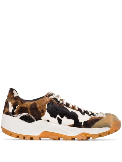 Diemme Black, White And Brown Movida Cow Print Trainers