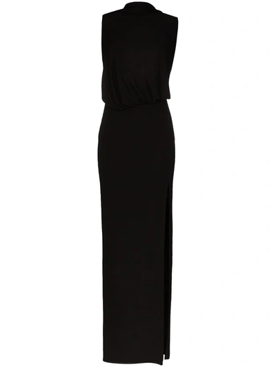 Tom Ford Asymmetric Halterneck Silk Evening Gown In Black