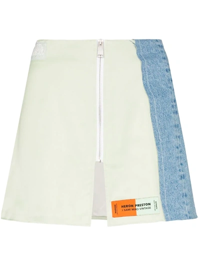 Heron Preston X Sami Miró Panelled Zip Mini Skirt In Green