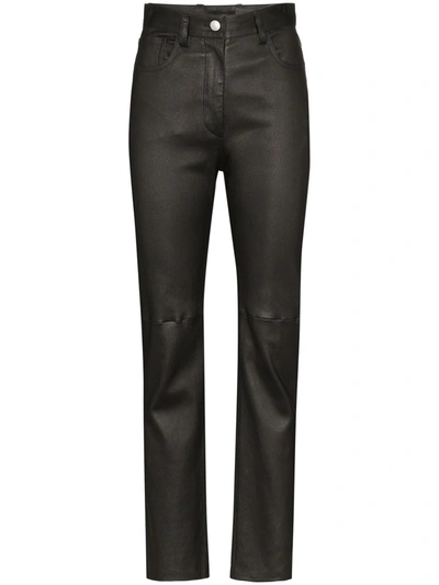 Joseph Cindy Slim Leather Trousers In Black