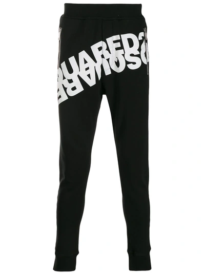 Dsquared2 Contrasting Logo Print Track Trousers In Black,white