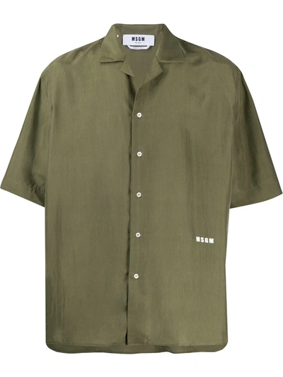 Msgm Logo Print Shirt In Green