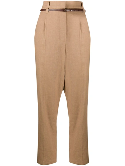 Brunello Cucinelli Belted Cropped Trousers In Neutrals