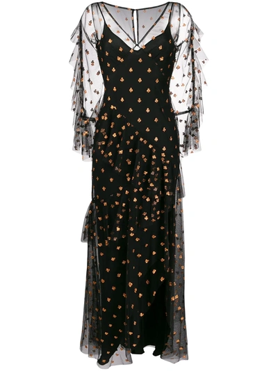 Temperley London Glitter Detail Maxi Dress In Black