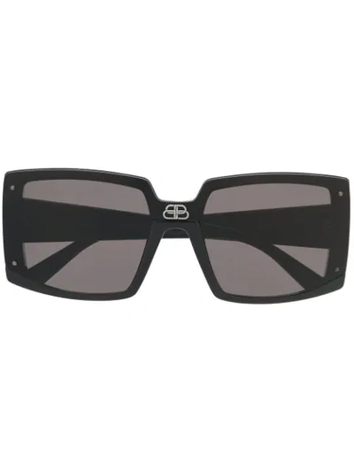 Balenciaga 0081s Shield Squared Sunglasses In 1000