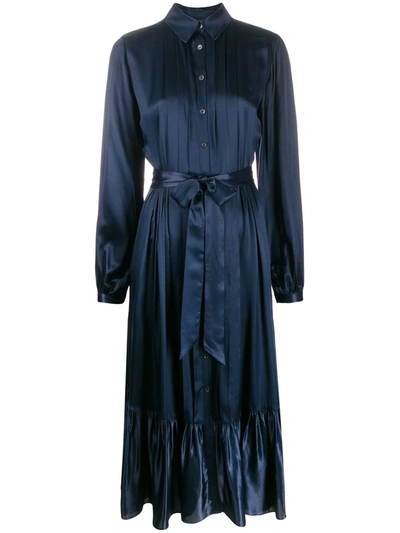 Temperley London Tie Waist Shirt Dress In Blue