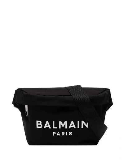 Balmain Logo印花斜挎腰包 In Black