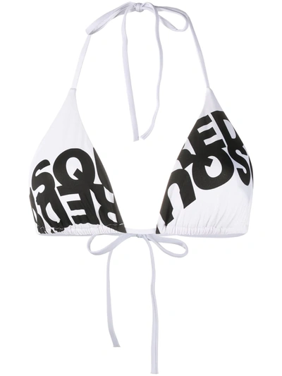 Dsquared2 Double Logo Bikini Top In White