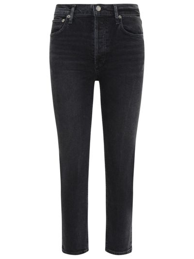 Agolde Riley Organic Cotton Straight Jeans In Black