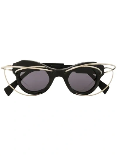 Kuboraum L1 Bm Wire-embellished Sunglasses In Black