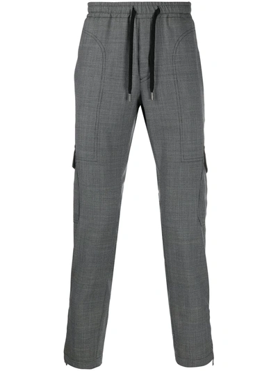 Dolce & Gabbana Check Drawstring Trousers In Grey