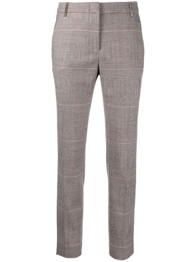 Peserico Glen Check Trousers In Grey