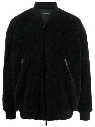 Dsquared2 Faux-shearling Bomber Jacket In Black