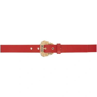 Versace Jeans Couture Red Leather Couture I Belt
