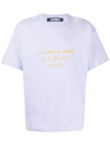 Jacquemus Embroidered Slogan T-shirt In Purple