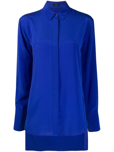 Joseph Silk Long-sleeve Blouse In Blue