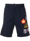Dsquared2 Logo Patches Chino Shorts In Blue