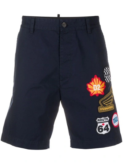Dsquared2 Logo Patches Chino Shorts In Blue