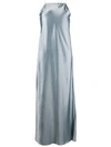 Erika Cavallini Square-neck Satin Maxi Dress In Blue