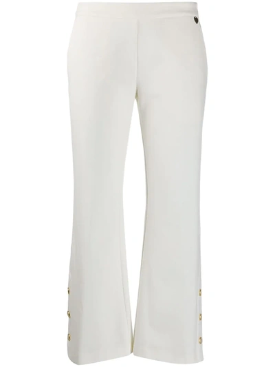 Twinset Cropped Flared Trousers In White