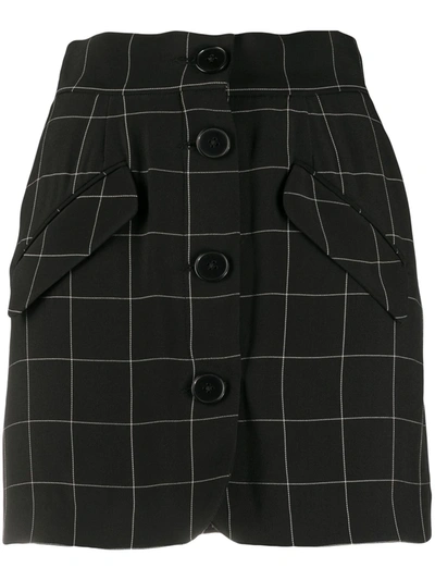 Almaz Windowpane-check Button-through Mini Skirt In Black