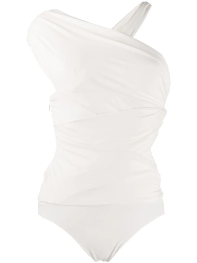 Alexandre Vauthier Asymmetric Draped Bodysuit In White