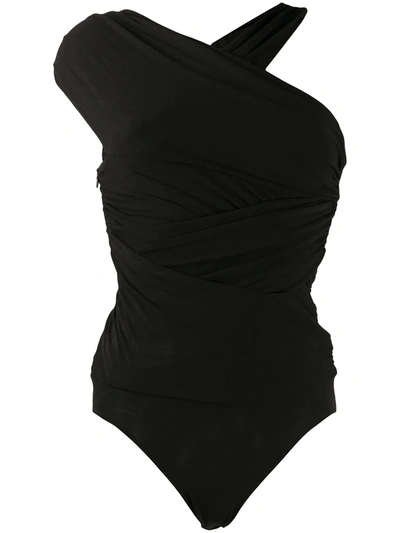 Alexandre Vauthier Asymmetric Draped Bodysuit In Black
