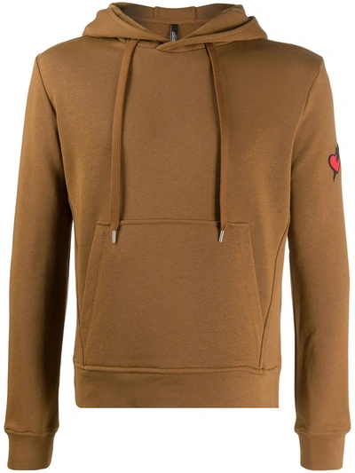 Neil Barrett Heart And Arrow Embroidered Hoodie In Brown