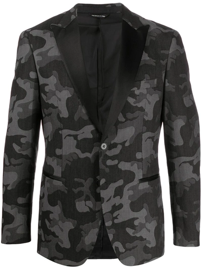 Tonello Camouflage Print Smoking Jacket In Grey