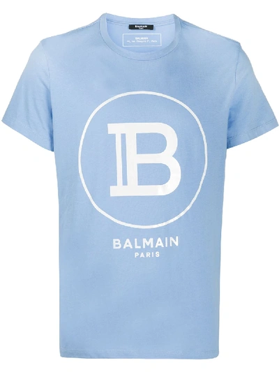 Balmain B Logo Print T-shirt In Blue