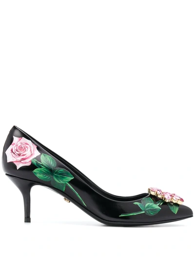 Dolce & Gabbana Tropical Rose Crystal-embellished Pumps In Floral Print